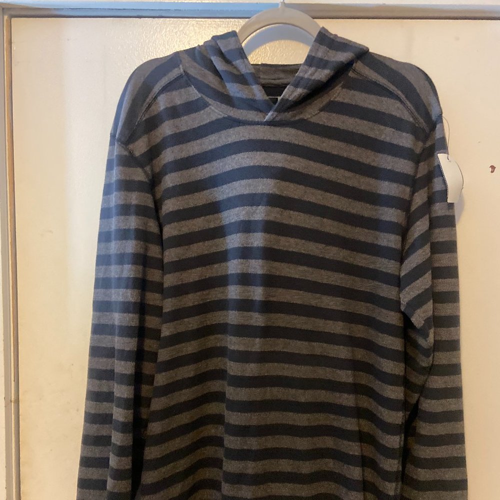 prAna Mens Hooded Pullover - XL black and grey striped